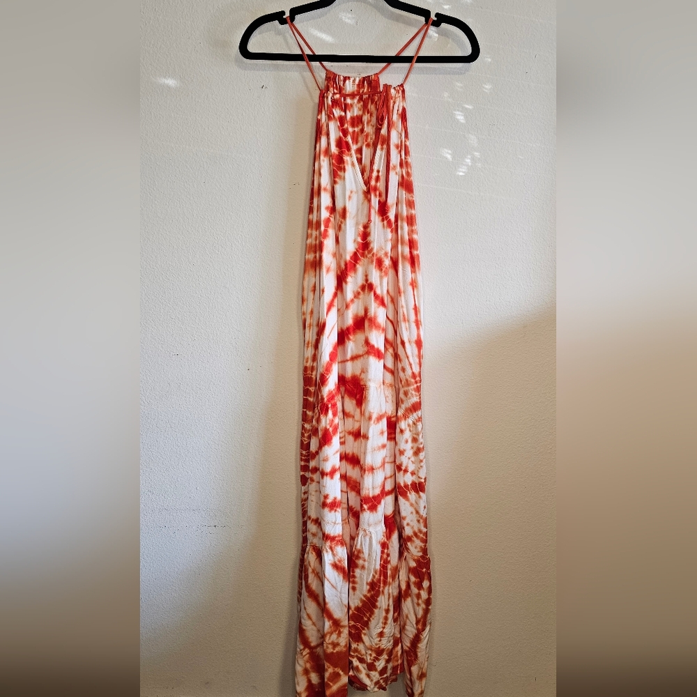 Young Fabulous & Broke Orange White Tie-Dye Maxi Dress-S-New